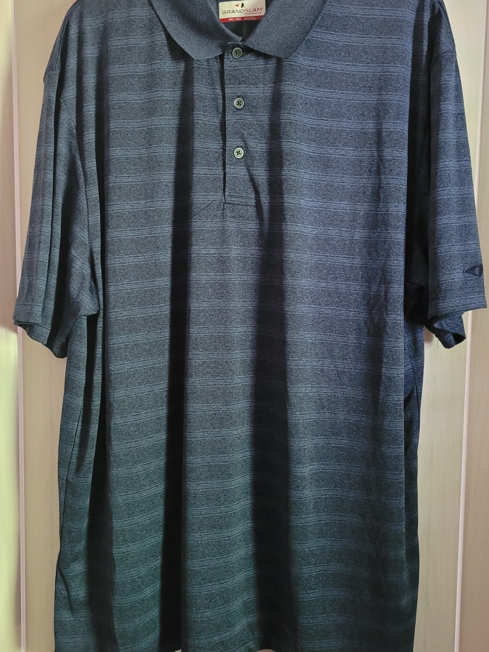 Grand Slam Men's Dark Blue Horizontal Stripe Polo